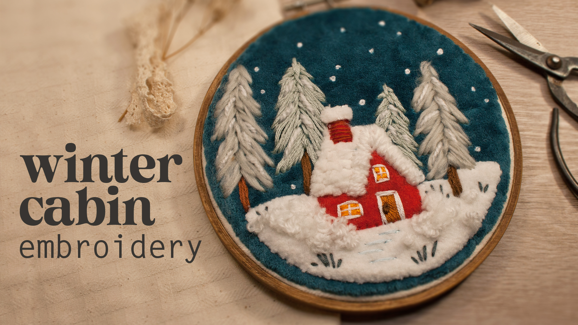Winter Cabin (embroidery)